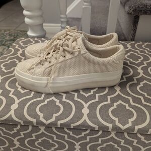 Zara Beige Textured Platform Sneakers